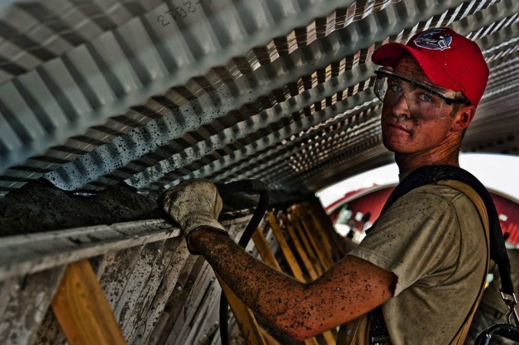 A worker helping with a construction project.