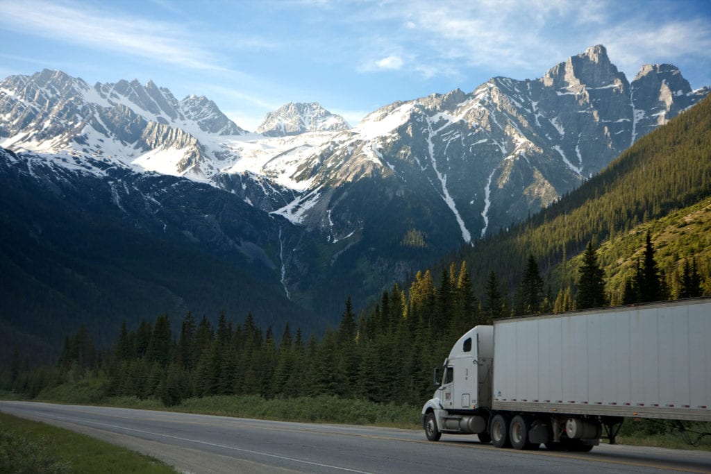 A commercial vehicle on the road.